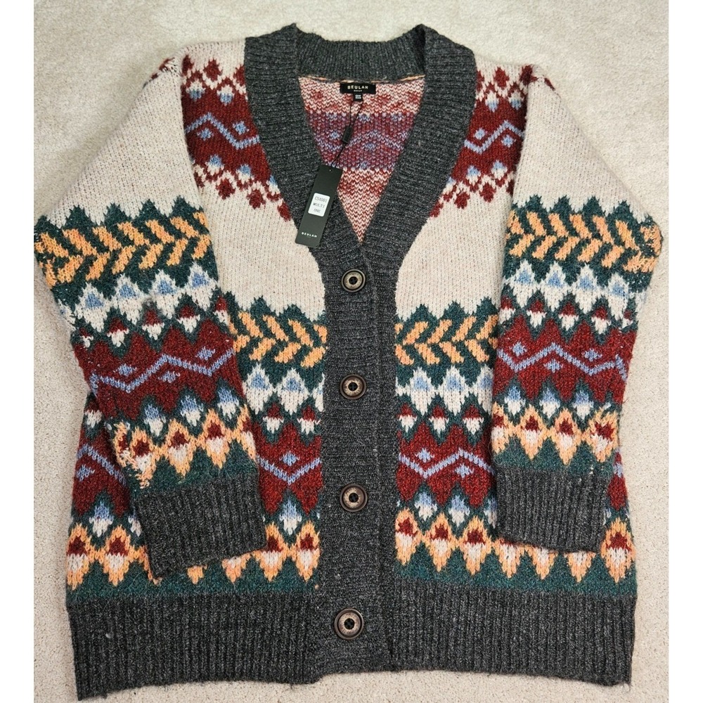 Beulah Cardigan Women's O/S Multicolor Fair Isle Nordic Chunky Cozy Cabin‎ NWT